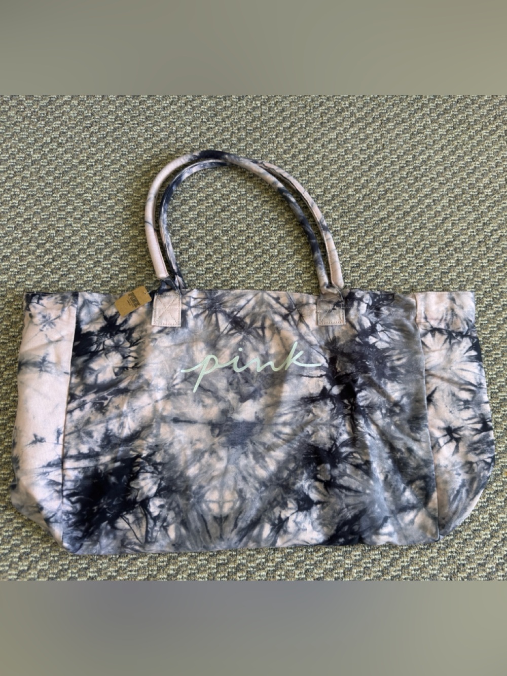 PINK Victoria's Secret Black & White Tie-Dye Canvas Tote